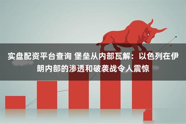 实盘配资平台查询 堡垒从内部瓦解：以色列在伊朗内部的渗透和破袭战令人震惊