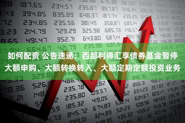 如何配资 公告速递：西部利得汇享债券基金暂停大额申购、大额转换转入、大额定期定额投资业务