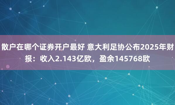 散户在哪个证券开户最好 意大利足协公布2025年财报：收入2.143亿欧，盈余145768欧